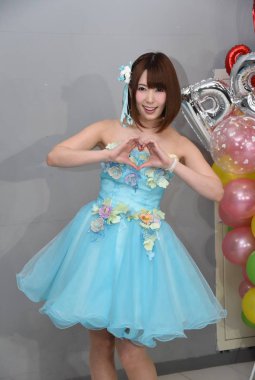 Japanese porn star Yui Hatano poses during a fan meeting in Taipei, Taiwan, 2 April 2017. clipart