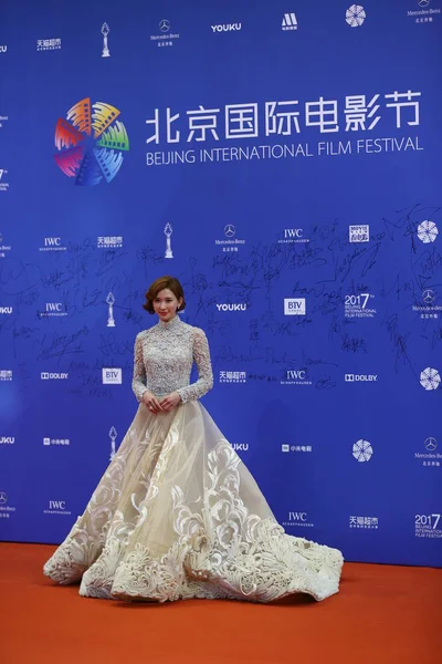 Ταϊβάν Μοντέλο Και Ηθοποιός Chi Lin Ling Φτάνει Στο Κόκκινο — Φωτογραφία Αρχείου