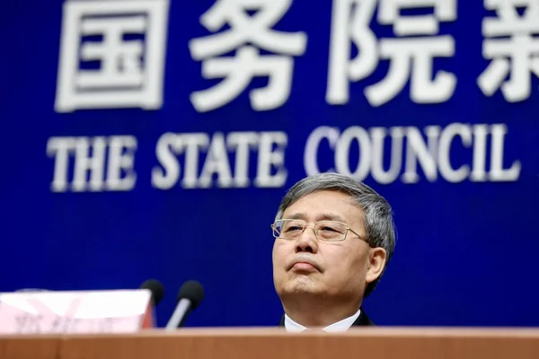 Guo Shuqing Kína Banki Szabályozó Bizottság Cbrc Elnöke Beszél Egy — Stock Fotó