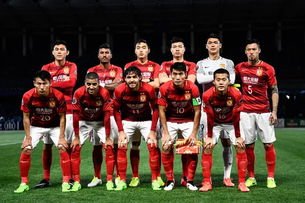 Jugadores Alineación Inicial Pose China Guangzhou Evergrande Antes Competir Contra — Foto de Stock