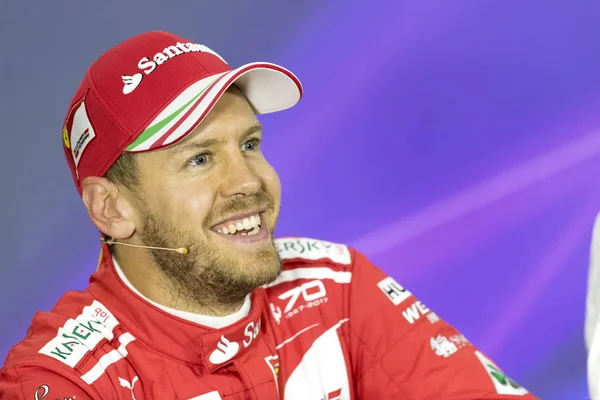 Sébastien Vettel Ferrari Assiste Conférence Presse Après Séance Qualification Lors — Photo
