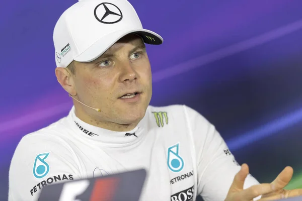 Finlandais Valtteri Bottas Mercedes Assiste Conférence Presse Après Séance Qualification — Photo