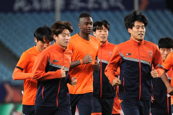 Spelers Van Zuid Korea Jeju United Deelnemen Aan Een Training — Stockfoto