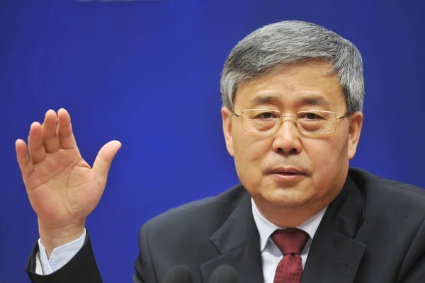 Guo Shuqing Nuevo Presidente Comisión Reguladora Bancaria China Cbrc Habla — Foto de Stock