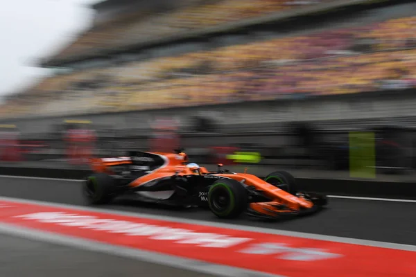 Spaans Formule Coureur Fernando Alonso Van Mclaren Stuurt Zijn Auto — Stockfoto