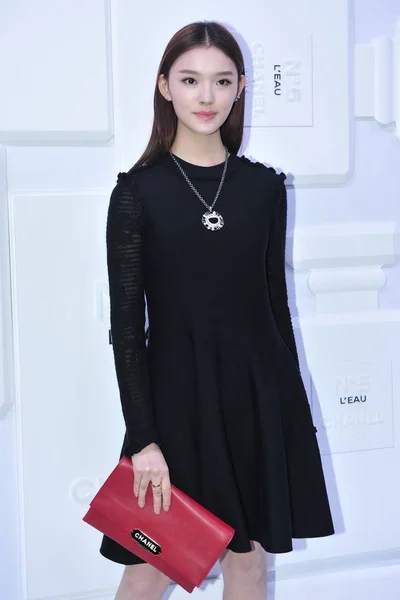 Chinese Actress Lin Yun Poses She Arrives Promotional Event Chanel — Stock Photo, Image