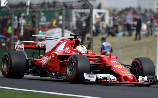 German Sebastian Vettel Ferrari Steers His Car Qualifying Session 2017 — 图库照片