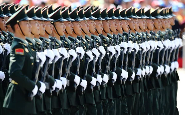 Soldados Chineses Pta Exército Libertação Popular Marcham Pelo Rostro Tian — Fotografia de Stock