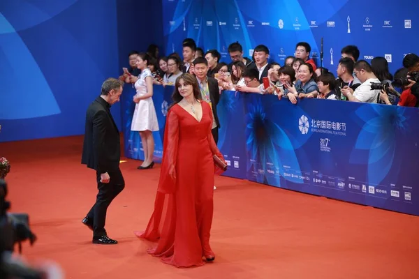 Talyan Sinema Oyuncusu Model Monica Bellucci Doğru Geldiğinde Pekin Uluslararası — Stok fotoğraf