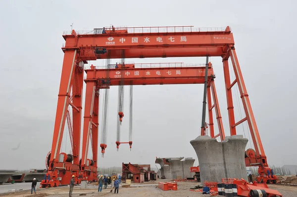 Utsikt Över Byggplatsen Xuanhua Delen Peking Zhangjiakou Höghastighetståg Zhangjiakou City — Stockfoto