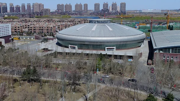 Luchtfoto Van Een Ufo Vormige Indoor Sportstadion Shenyang Aerospace University — Stockfoto