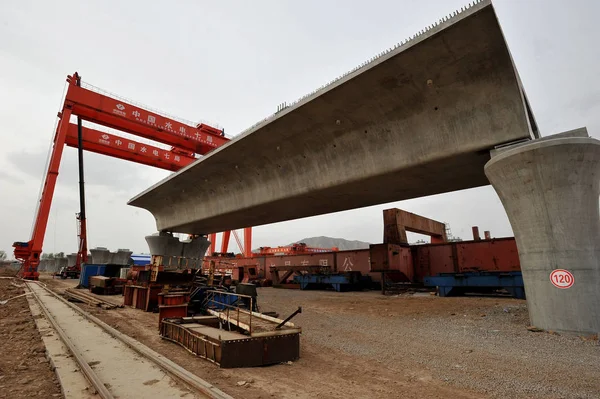 Θέα Στο Εργοτάξιο Του Τμήματος Xuanhua Του Σιδηροδρόμου Υψηλής Ταχύτητας — Φωτογραφία Αρχείου