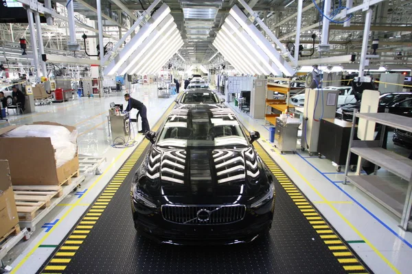 Los Sedanes Premium Ensamblan Línea Montaje Planta Automóviles Daqing Volvo — Foto de Stock