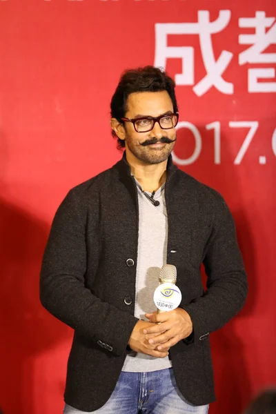 Acteur Indien Aamir Khan Assiste Une Conférence Presse Cottage Chaume — Photo