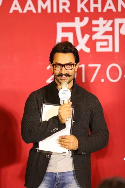 Acteur Indien Aamir Khan Assiste Une Conférence Presse Cottage Chaume — Photo