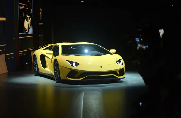 Lamborghini Aventador Coupe Exhibe Durante Evento Lanzamiento Volkswagen Antes 17ª — Foto de Stock