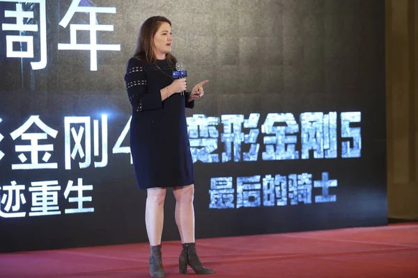 Президент Компании Paramount Pictures Меган Коллиган Пресс Конференции Время Пекинского — стоковое фото