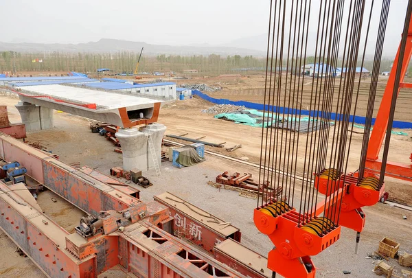 Utsikt Över Byggplatsen Xuanhua Delen Peking Zhangjiakou Höghastighetståg Zhangjiakou City — Stockfoto