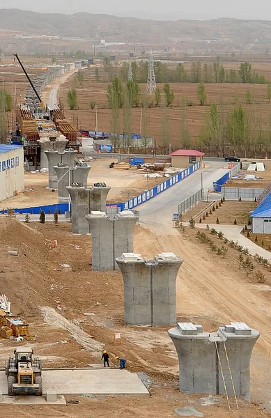 Vista Canteiro Obras Seção Xuanhua Ferrovia Alta Velocidade Beijing Zhangjiakou — Fotografia de Stock