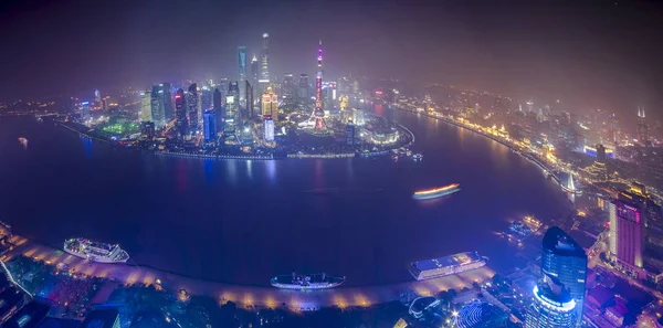 Night View Puxi Huangpu River Lujiazui Financial District Shanghai Tower — Stock Photo, Image