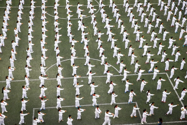 Siswa Mengambil Bagian Dalam Kegiatan Praktek Taekwondo Selama Istirahat Kelas — Stok Foto