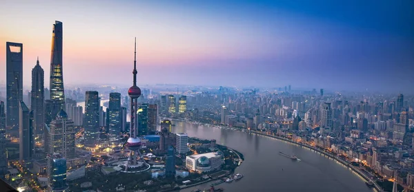 Skyline Puxi Huangpu River Lujiazui Financial District Shanghai Tower Left — Stock Photo, Image