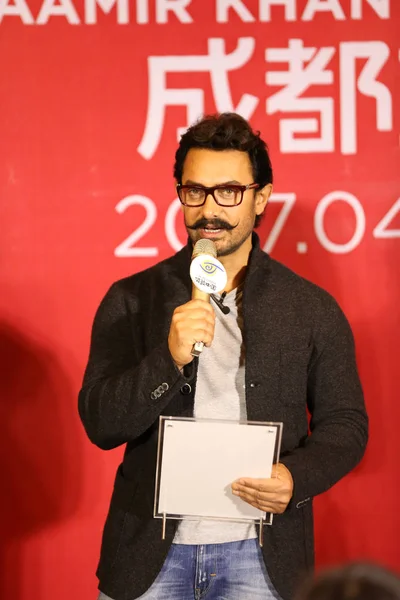 Acteur Indien Aamir Khan Assiste Une Conférence Presse Cottage Chaume — Photo