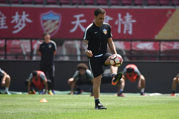 Cheftrainer Fabio Cannavaro Von Tianjin Quanjian Nimmt Einer Trainingseinheit Zur — Stockfoto