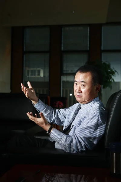Wang Jianlin Presidente Del Grupo Dalian Wanda Fotografiado Una Entrevista —  Fotos de Stock