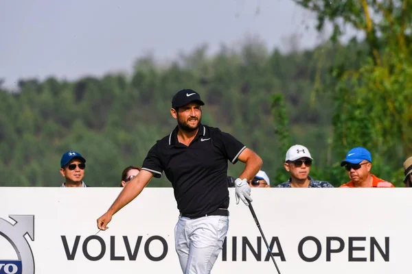 Alexander Levy France Réagit Dernier Tour Tournoi Golf Volvo China — Photo