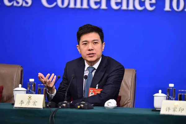 Robin Yanhong Presidente Ceo Baidu Asiste Una Conferencia Prensa Para —  Fotos de Stock