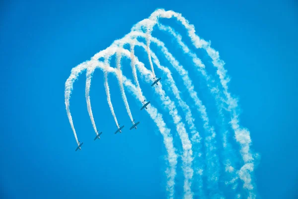 Kunstflugzeuge Bei Der Luftfahrtschau 2017 Zhengzhou Provinz Henan Zentralchina April — Stockfoto