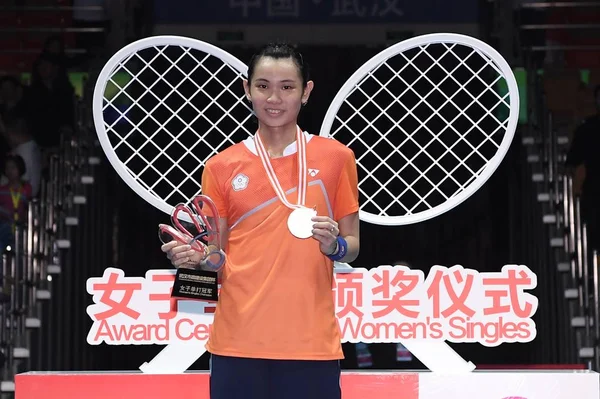 Winner Dai Ziying China Poses Podium Final Match Women Singles — Stock Photo, Image