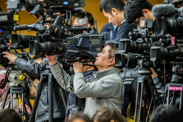 Cameramen Och Fotografer Spela Presskonferens Den Fjärde Sessionen Npc National — Stockfoto