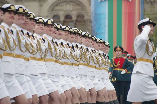 Russische Soldatinnen Der Militärakademie Des Russischen Verteidigungsministeriums Marschieren Während Der — Stockfoto