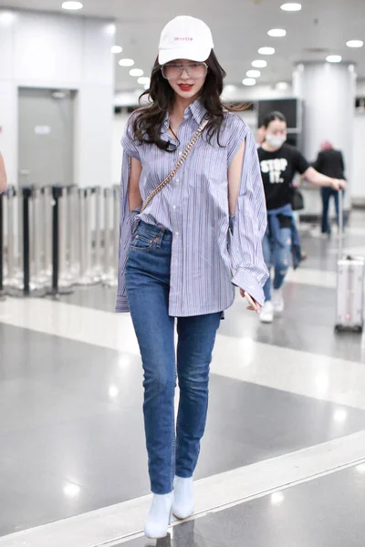 Modelo Actriz Hong Kong Angelababy Representa Aeropuerto Internacional Beijing Capital —  Fotos de Stock