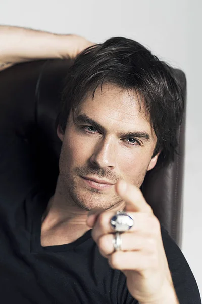 Acteur Mannequin Américain Ian Somerhalder Est Photographié Lors Une Interview — Photo