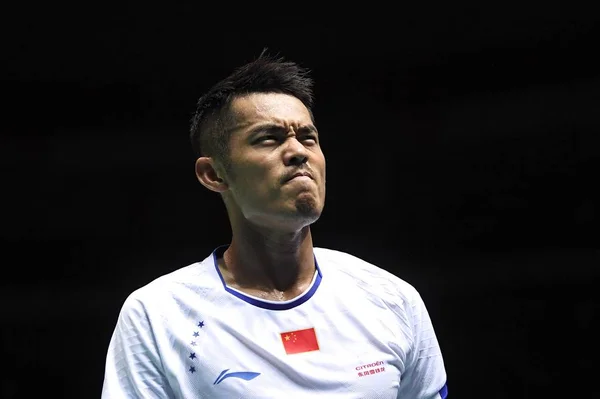 Lin Dan China Reacts Defeating Lee Chong Wei Malaysia Semifinal — Stock Photo, Image
