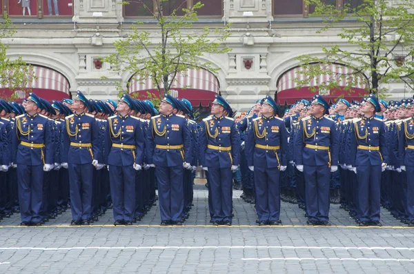 Soldados Formación Largo Plaza Roja Durante Desfile Militar Del Día — Foto de Stock