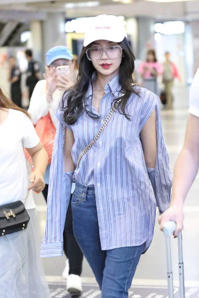 Modelo Atriz Hong Kong Angelababy Retratado Aeroporto Internacional Pequim Capital — Fotografia de Stock