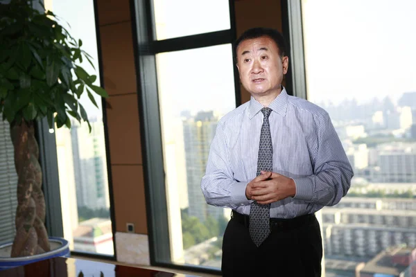 Wang Jianlin Voorzitter Van Dalian Wanda Group Wordt Afgebeeld Een — Stockfoto
