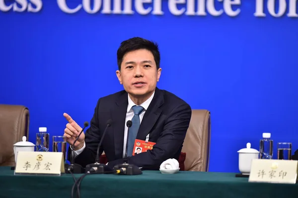 Robin Yanhong Presidente Ceo Baidu Asiste Una Conferencia Prensa Para —  Fotos de Stock