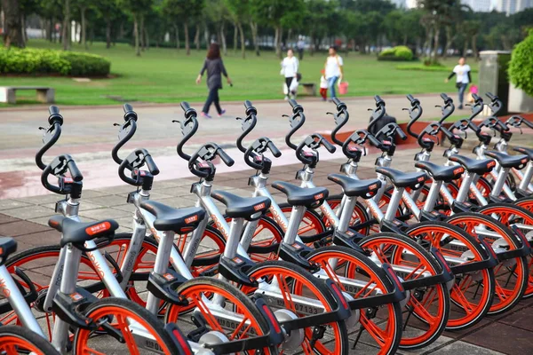 Vélos Des Services Chinois Partage Vélos Mobike Sont Alignés Dans — Photo