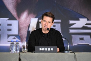 American actor Tom Cruise attends a press conference to promote movie 