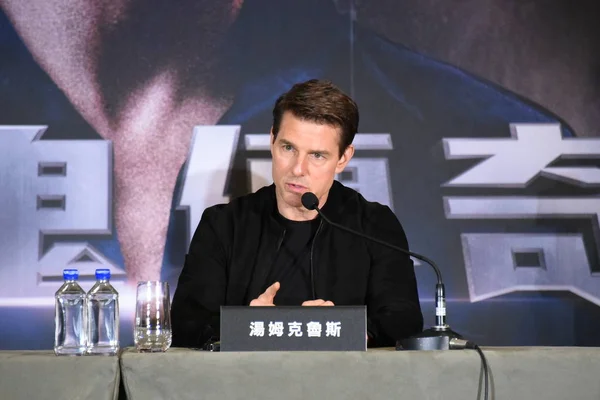 Actor Estadounidense Tom Cruise Asiste Una Conferencia Prensa Para Promover — Foto de Stock
