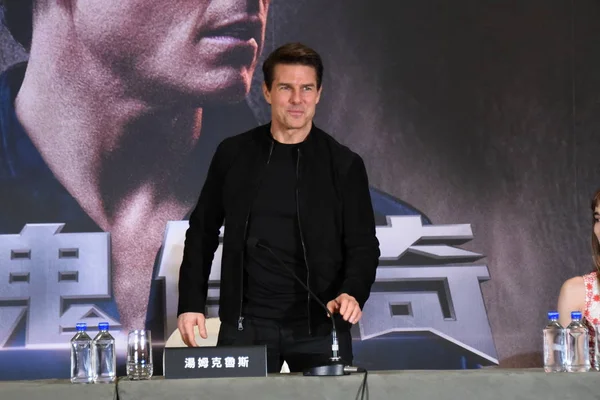 Amerykanin Aktor Tom Cruise Uczęszcza Konferencji Prasowej Aby Promować Film — Zdjęcie stockowe