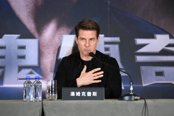 Americký Herec Tom Cruise Zúčastní Tiskové Konference Podporu Filmu Mummy — Stock fotografie