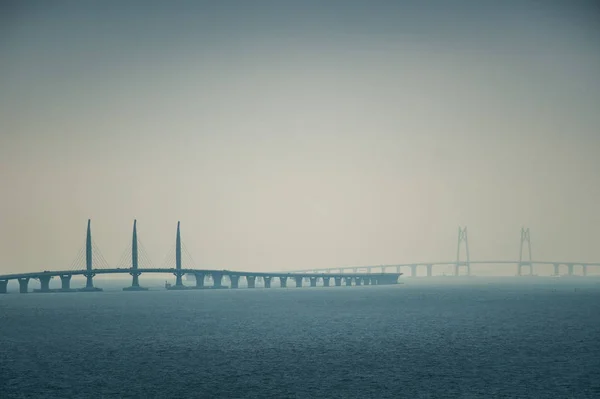 Blick Auf Die Längste Brücke Der Welt Über Das Meer — Stockfoto