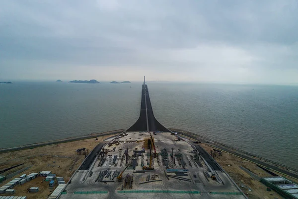 Dünyanın Uzun Çapraz Deniz Köprüsü Hong Kong Zhuhai Makao Köprüde — Stok fotoğraf