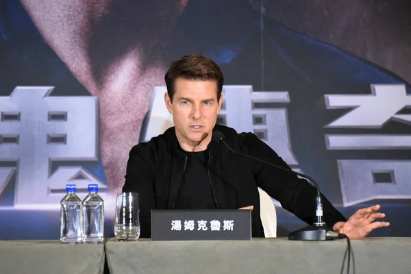 Amerykanin Aktor Tom Cruise Uczęszcza Konferencji Prasowej Aby Promować Film — Zdjęcie stockowe